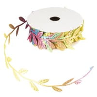 Stoffband Blätter, 2,5cm breit, 5m lang, mit Farbverlauf