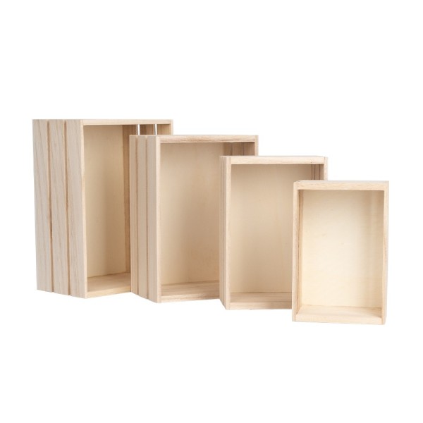 Kisten, Holz, rechteckig, verschiedene Größen, 4 Stück