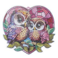 Diamond-Painting-Fensterbild, Glaskunst-Optik, Eulen, 18,2cm x 19,7cm