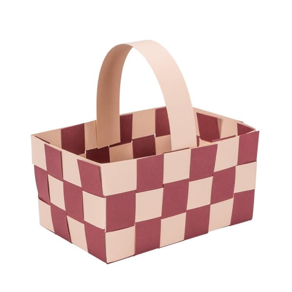Flechtkörbe aus Papier, zum Selberflechten, 12cm x 8cm x 6,5cm, Pink- & Rottöne, 10 Stück