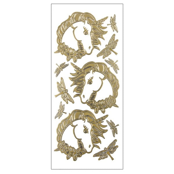 Sticker, Einhörner & Libellen, Perlmuttfolie, gold