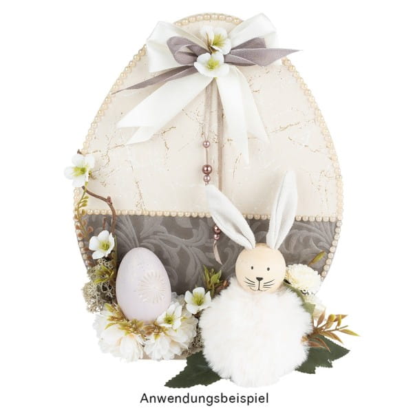 Deko-Eier, Ø 4cm, 5,8cm hoch, weiß, geprägte Ornamentik, 10 versch. Designs, 10 Stück