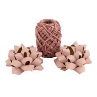 Geschenkband- & Schleifen-Mix, Jute & Kraftpapier, 2 Schleifen, 1 Geschenkband, Rosatöne