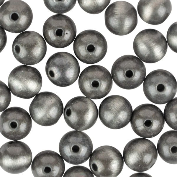 Perlen, Rund, Tigerauge, Ø 0,9cm, anthrazit-silber, 32 Stück