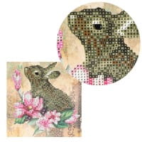 Diamond-Painting-Grußkarte, Hase & Blumen 1, 16cm x 16cm, inkl. Zubehör