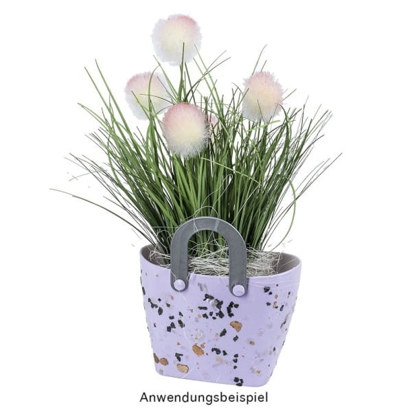 Deko-Gefäß mit Henkeln, 8,3cm x 11,7cm x 7,5cm, Rohling, weiß