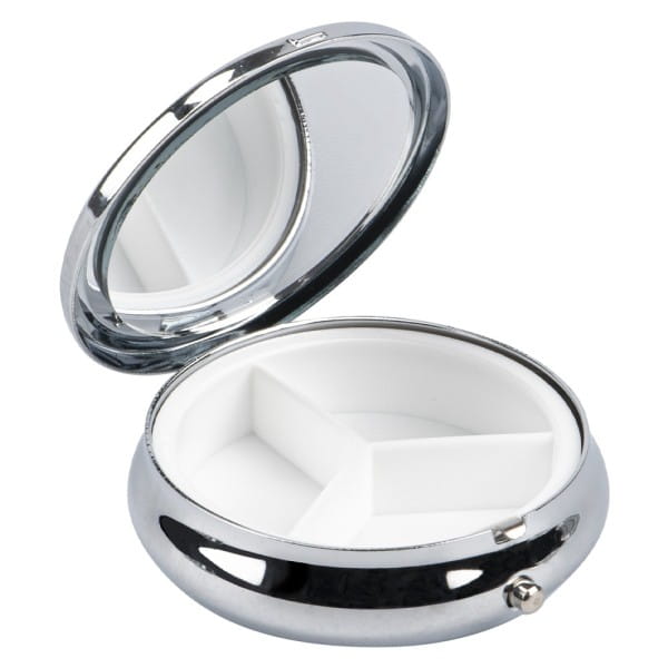 Pillendosen rund, Ø 5cm, 1,4cm hoch, silber, 2 Stück