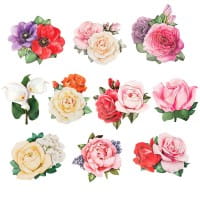 3-D Motive, Romantik-Blumen, 7-9cm, 10 Motive