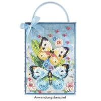 Geschenktaschen-Grußkarte mit Diamond Painting, Schmetterlinge, 16,5cm hoch, inkl. Zubehör