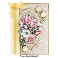 Premium-Schmucksteine, Rosenblüte 1, Ø 2cm, hellgold, mit Blüte in Creme & Glaskristallen, 17 Stück