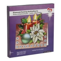 Diamond-Painting-Aufstellkarte, Kerzen mit Weihnachtsstern, 16,3cm x 16cm, inkl. Umschlag & Werkzeug