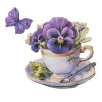 3-D Relief-Sticker, Blumen in Tasse 9, verschiedene Größen, selbstklebend