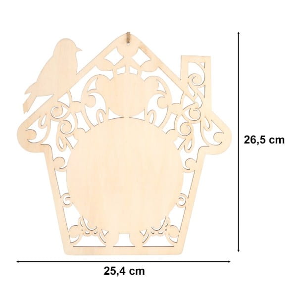 Vogelhäuser aus Holz, 26,5cm x 25,4cm, 4mm stark, mit Juteseil zum Aufhängen, 2 Stück