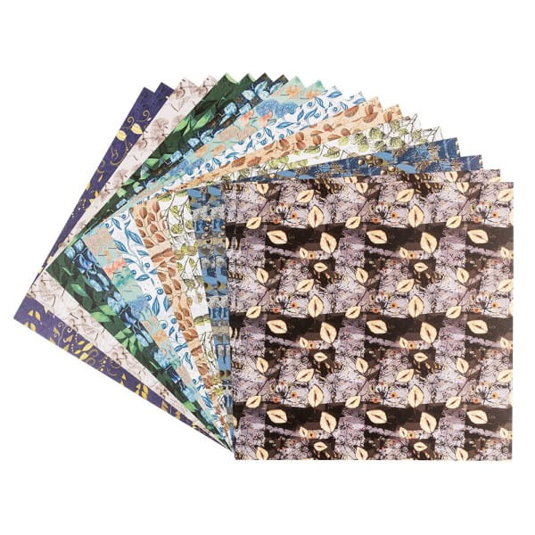 Duo-Design-Papiere, Zauberhafte Blätter, beidseitig bedruckt, 25cm x 25cm, 250g/m², 20 Blatt