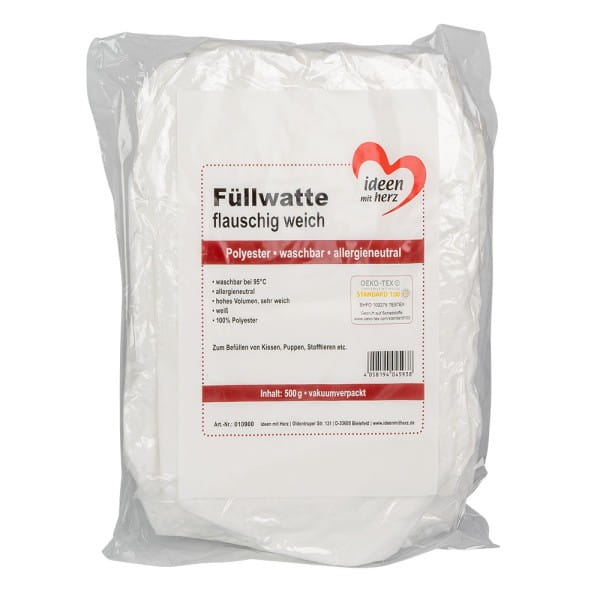 Flauschige Füllwatte, weiß, vakuumverpackt, 500g