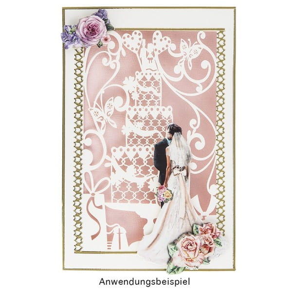 Laser-Grußkarte "Hochzeit 3", 12cm x 18cm, mit Umschlag & fliederfarbenem Einleger