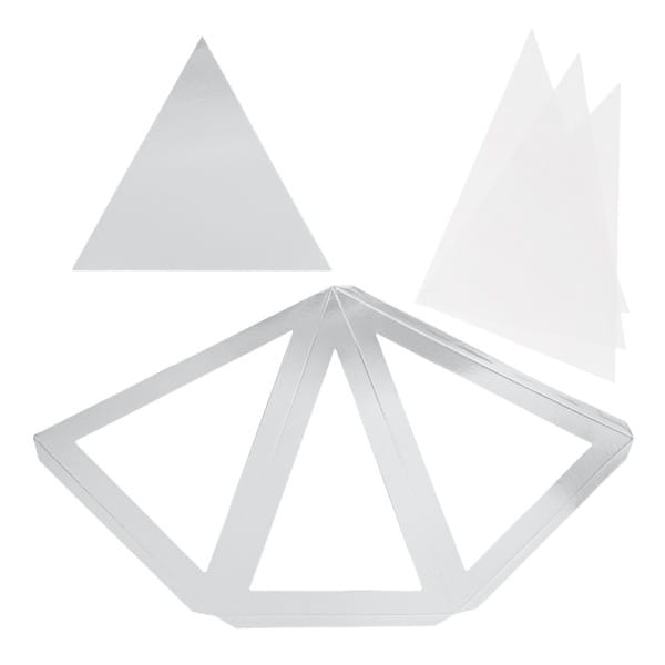 Falt-Laternen, Pyramide, 280g/m², 27,5cm x 18,5cm x 21cm, silber, 3 Stück