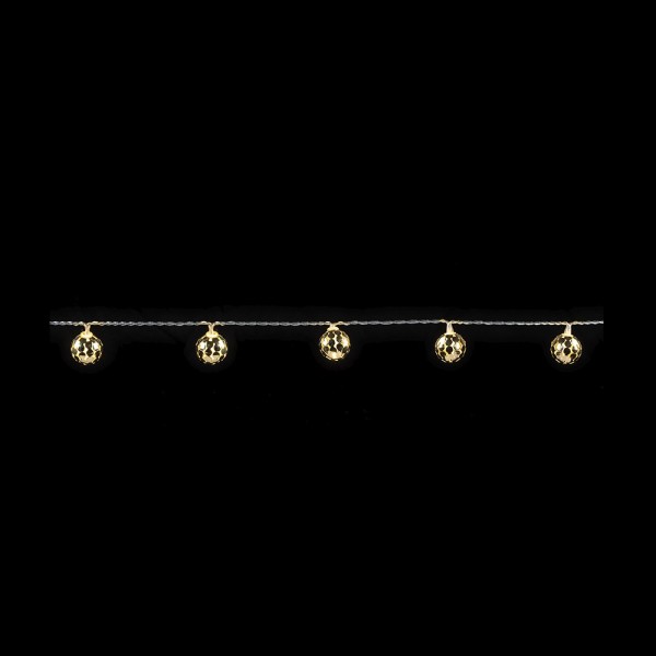 LED-Lichterkette, Ornament-Kugel 2, hellgold, 10 LEDs in Warmweiß, Timer