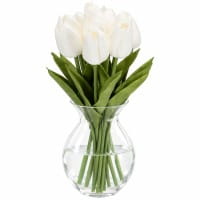 Deko-Blumen, Tulpen, 33cm lang, weiß, realistische Optik, 10 Stück