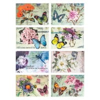 Selbstklebende Stoffe, Vintage, 20cm x 30cm, 8 Designs, selbstklebend, 8 Stück