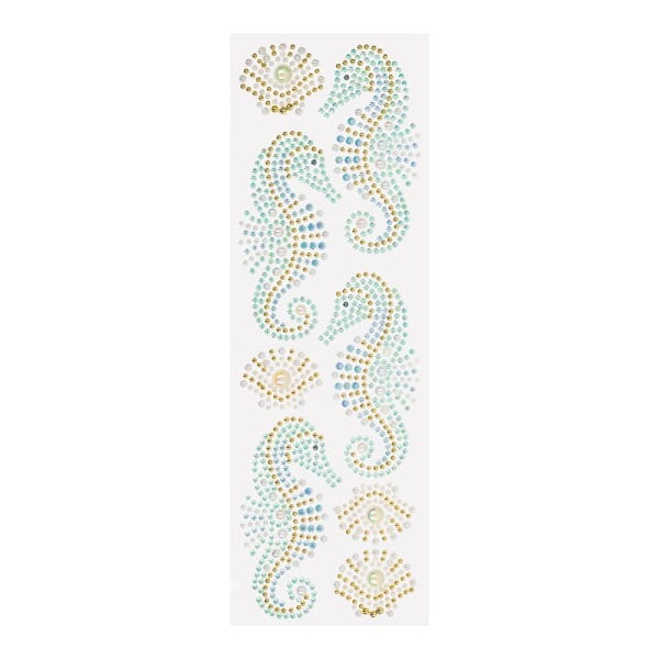 Strass-Ornamente, Maritim, mehrfarbig & veredelt, 5 Bogen