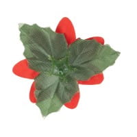 Deko-Blüten Weihnachtsstern 1, Ø 8cm, rot mit grünen Blättern, 15 Stück