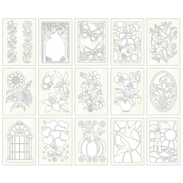 Laser-Schablonen, selbstklebend, Sortierung 1, 11,5cm x 16,5cm, inkl. Schutzfolien, 15 Stück