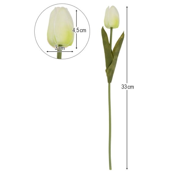 Deko-Blumen, Tulpen, 33cm lang, cremeweiß, realistische Optik, 10 Stück