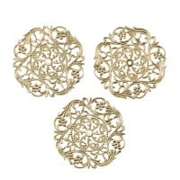 Metall-Ornamente, Design 35, Ø 8cm, hellgold, 3 Stück