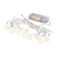 LED-Lichterkette, Relief-Kugeln, klar, 10 LEDs in Warmweiß, 3,05m lang, Timer