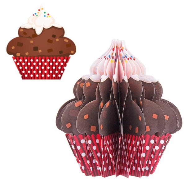 Waben-Stanzteile, Cupcake 2, braun/rot, 8,2cm x 8,8cm, 100 Stück