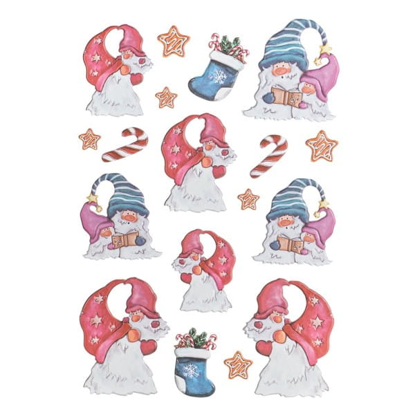 3-D Relief-Sticker, Wichtel 4, verschiedene Größen, selbstklebend