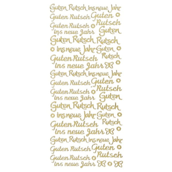 Sticker, Schrift, Guten Rutsch ins neue Jahr, Spiegelfolie, gold