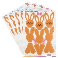Stanzbogen, Fröhliche Hasenköpfe, DIN A4, 800g/m², 5 Bogen