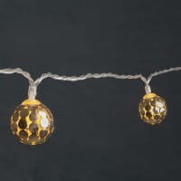 LED-Lichterkette, Ornament-Kugel 2, hellgold, 10 LEDs in Warmweiß, Timer