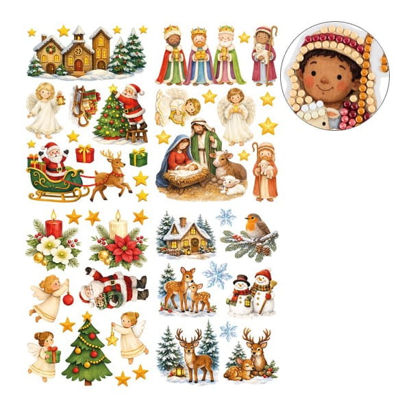 Diamond-Painting-Sticker, Winter/Weihnachten 3, DIN A4, 4 Bogen