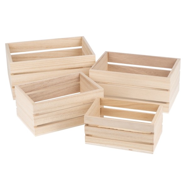 Kisten, Holz, rechteckig, verschiedene Größen, 4 Stück | Holz-Deko | Deko-Artikel | Deko- & Geschenkartikel