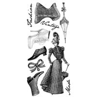 Feinkontur-Stempel, Motive auf Trägerfolie, Vintage Fashion