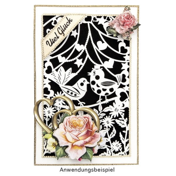 Laser-Grußkarte "Hochzeit 5", 12cm x 18cm, mit Umschlag & violettem Einleger
