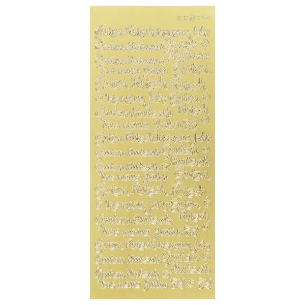 Sticker, Schrift, Guten Rutsch ins neue Jahr, Spiegelfolie, gold