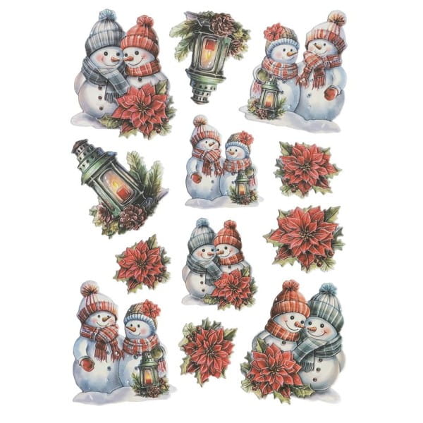 3-D Relief-Sticker, Schneemann-Familie 3, verschiedene Größen, selbstklebend