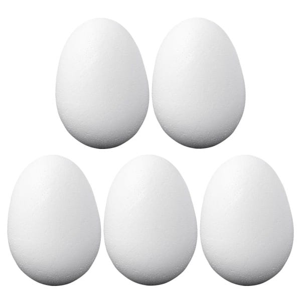 Styropor-Eier, 10cm hoch, Ø 7cm, 5 Stück