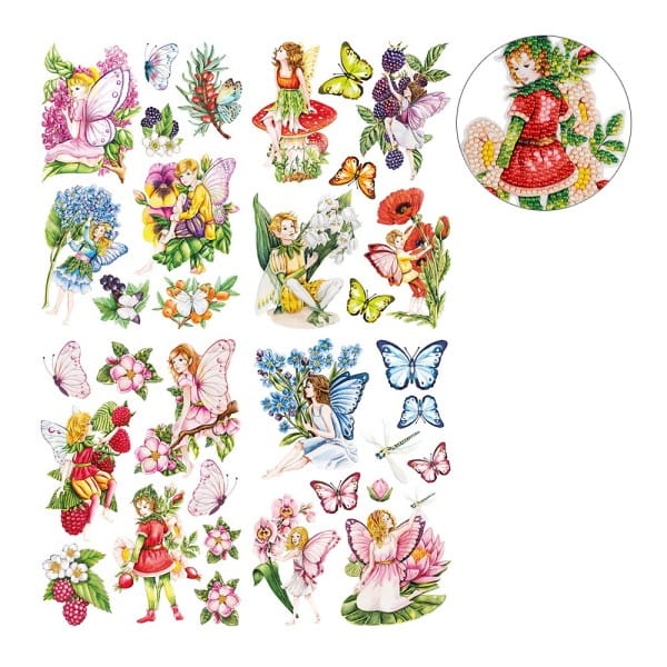 Diamond-Painting-Sticker, Elfen, DIN A4, 4 Bogen