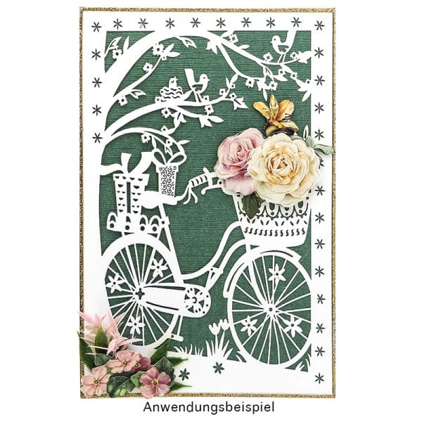 Laser-Grußkarte "Fahrrad",  12cm x 18cm, mit Umschlag & hellgrünem Einleger
