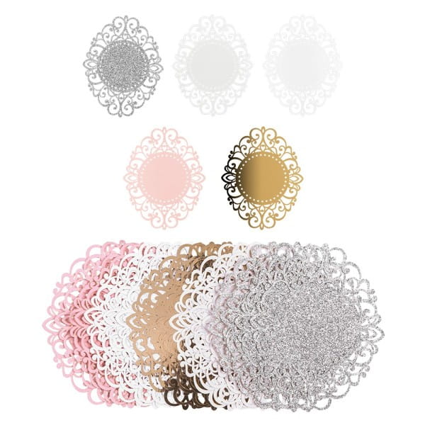 Laser-Kartenaufleger, Zierdeckchen, Ornament 9, 13,2cm x 10,4cm, 220 g/m², 5 Farbtöne, 20 Stück
