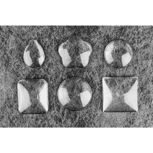 Cabochons, Mix 3, versch. Designs & Größen, klar, 6 Stück