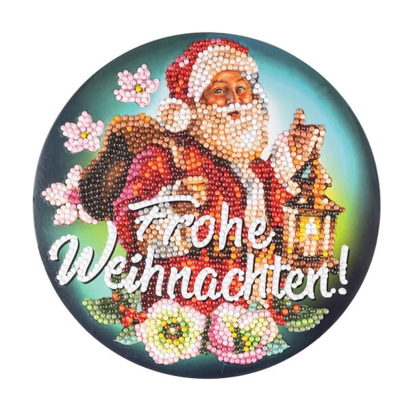 Diamond-Painting-Fensterbild, Weihnachtsmann - Frohe Weihnachten!, Ø18,3cm, inkl. Zubehör | Diamond-Painting-Fensterbilder | Diamond Painting | Bastelbedarf