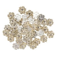 Premium-Schmucksteine, Zierblüte 4, Ø 1,9cm, hellgold, Glaskristallen, 40 Stück