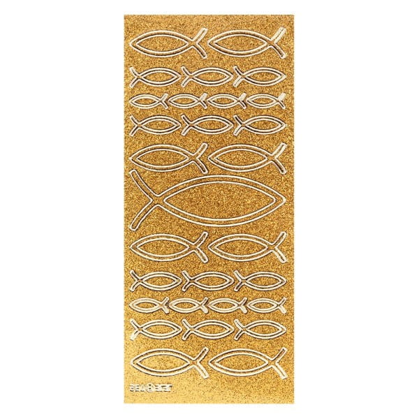 Microglitter-Sticker, Fisch, gold