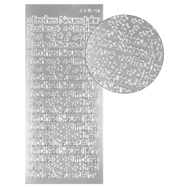 Sticker, Frohes Neues Jahr, silber